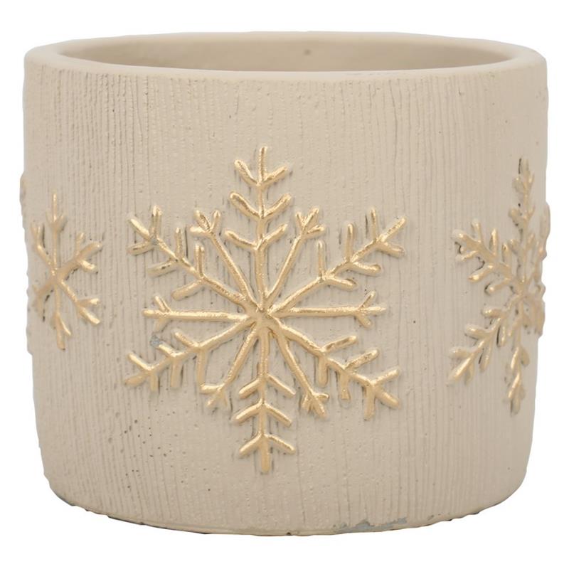 Pot Flock d12.5 h11cm creme es/10.5