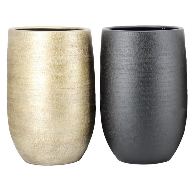 Vase Bora D32 H50cm schwarz matt/gold mixpallet