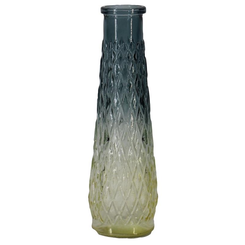 Sierfles Minsk d4/6 h21.5cm geel/blauw
