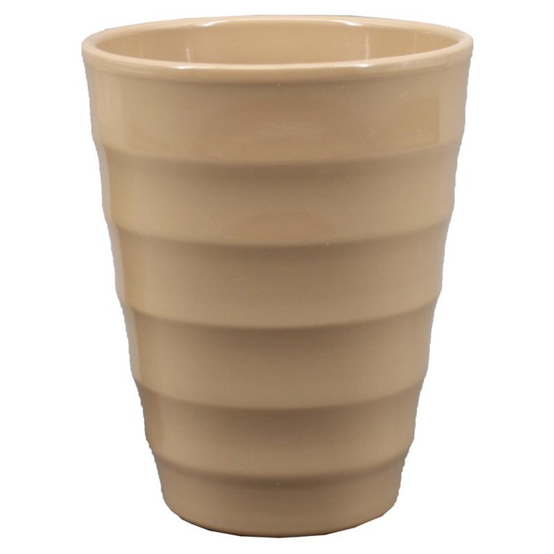 Vase Ribbed d14 h17cm taupe es/12